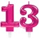 Zahl 13 Kerzen mit edlem Metallicglanz in Pink