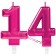 Zahl 14 Kerzen mit edlem Metallicglanz in Pink