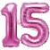 Mini-Folienballons Zahl 15 in Pink zur Befüllung mit Luft