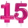 Zahl 15 Kerzen mit edlem Metallicglanz in Pink