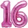 Mini-Folienballons Zahl 16 in Pink zur Befüllung mit Luft