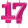 Zahl 17 Kerzen mit edlem Metallicglanz in Pink
