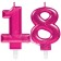 Zahl 18 Kerzen mit edlem Metallicglanz in Pink