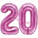 Mini-Folienballons Zahl 20 in Pink zur Befüllung mit Luft