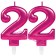 Zahl 22 Kerzen mit edlem Metallicglanz in Pink