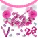 Do it Yourself Dekorations-Set mit Ballongirlande zum 23. Geburtstag, Happy Birthday Pink & White, 91 Teile