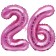 Mini-Folienballons Zahl 26 in Pink zur Befüllung mit Luft