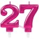 Zahl 27 Kerzen mit edlem Metallicglanz in Pink
