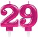 Zahl 29 Kerzen mit edlem Metallicglanz in Pink