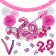 Do it Yourself Dekorations-Set mit Ballongirlande zum 29. Geburtstag, Happy Birthday Pink & White, 91 Teile