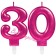 Zahl 30 Kerzen mit edlem Metallicglanz in Pink