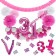 Do it Yourself Dekorations-Set mit Ballongirlande zum 31. Geburtstag, Happy Birthday Pink & White, 91 Teile