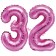 Mini-Folienballons Zahl 32 in Pink zur Befüllung mit Luft