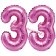 Mini-Folienballons Zahl 33 in Pink zur Befüllung mit Luft