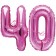 Mini-Folienballons Zahl 40 in Pink zur Befüllung mit Luft