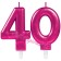 Zahl 40 Kerzen mit edlem Metallicglanz in Pink