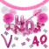 Do it Yourself Dekorations-Set mit Ballongirlande zum 40. Geburtstag, Happy Birthday Pink & White, 91 Teile