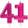 Zahl 41 Kerzen mit edlem Metallicglanz in Pink