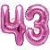 Mini-Folienballons Zahl 43 in Pink zur Befüllung mit Luft
