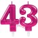Zahl 43 Kerzen mit edlem Metallicglanz in Pink