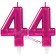 Zahl 44 Kerzen mit edlem Metallicglanz in Pink