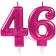 Zahl 46 Kerzen mit edlem Metallicglanz in Pink