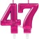 Zahl 47 Kerzen mit edlem Metallicglanz in Pink
