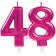 Zahl 48 Kerzen mit edlem Metallicglanz in Pink