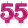 Zahl 55 Kerzen mit edlem Metallicglanz in Pink