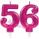 Zahl 56 Kerzen mit edlem Metallicglanz in Pink