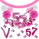 Do it Yourself Dekorations-Set mit Ballongirlande zum 57. Geburtstag, Happy Birthday Pink & White, 91 Teile