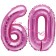 Mini-Folienballons Zahl 60 in Pink zur Befüllung mit Luft