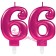 Zahl 66 Kerzen mit edlem Metallicglanz in Pink
