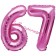 Mini-Folienballons Zahl 67 in Pink zur Befüllung mit Luft