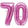 Mini-Folienballons Zahl 70 in Pink zur Befüllung mit Luft
