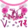Do it Yourself Dekorations-Set mit Ballongirlande zum 71. Geburtstag, Happy Birthday Pink & White, 91 Teile