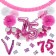 Do it Yourself Dekorations-Set mit Ballongirlande zum 75. Geburtstag, Happy Birthday Pink & White, 91 Teile