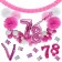 Do it Yourself Dekorations-Set mit Ballongirlande zum 78. Geburtstag, Happy Birthday Pink & White, 91 Teile