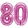 Mini-Folienballons Zahl 80 in Pink zur Befüllung mit Luft