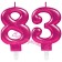 Zahl 83 Kerzen mit edlem Metallicglanz in Pink