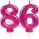 Zahl 86 Kerzen mit edlem Metallicglanz in Pink