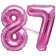 Mini-Folienballons Zahl 87 in Pink zur Befüllung mit Luft