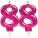 Zahl 88 Kerzen mit edlem Metallicglanz in Pink