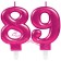 Zahl 89 Kerzen mit edlem Metallicglanz in Pink