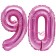 Mini-Folienballons Zahl 90 in Pink zur Befüllung mit Luft