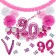 Do it Yourself Dekorations-Set mit Ballongirlande zum 90. Geburtstag, Happy Birthday Pink & White, 91 Teile