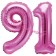 Mini-Folienballons Zahl 91 in Pink zur Befüllung mit Luft