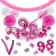 Do it Yourself Dekorations-Set mit Ballongirlande zum 98. Geburtstag, Happy Birthday Pink & White, 91 Teile