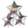 Silvester Bouquet bestehend aus 3 Sternballons in Silber mit Helium, 2026 Feuerwerk
