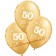 12 Stück metallic Luftballons Zahl 50 mit Helium-Einwegflasche